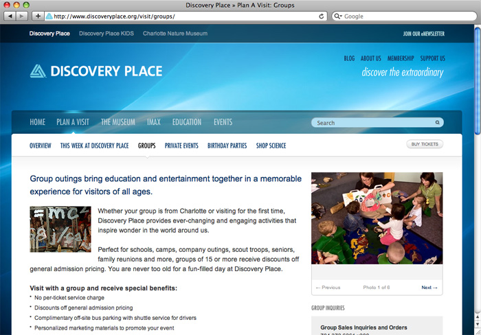 Discovery Place - project screenshot